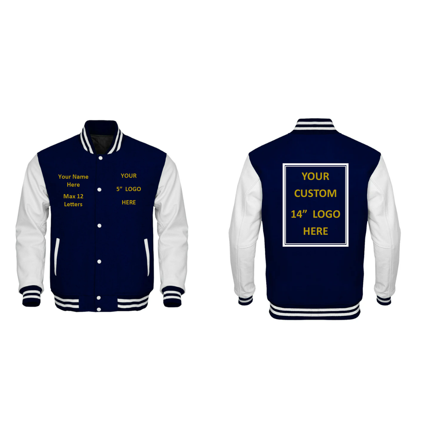 Classic Wool/Leather Varsity Jacket (Navy)