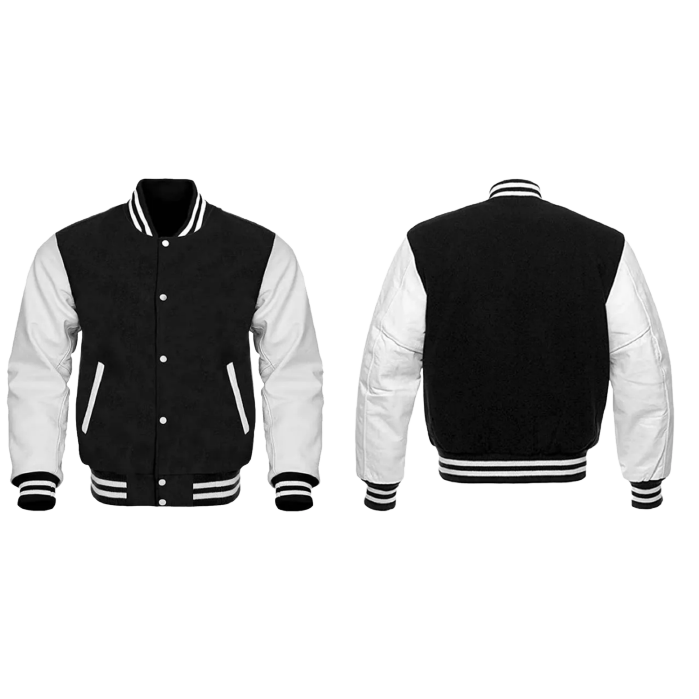 Classic Wool/Leather Varsity Jacket (Black)