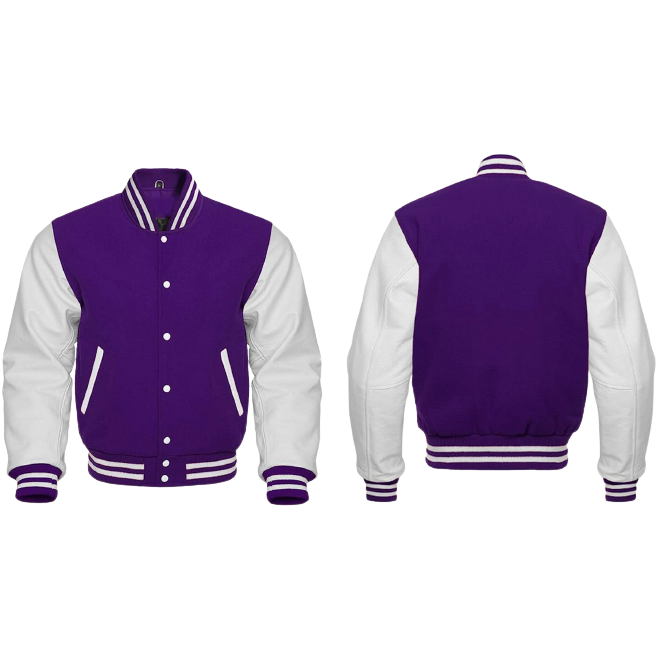 Classic Wool/Leather Varsity Jacket (Purple)