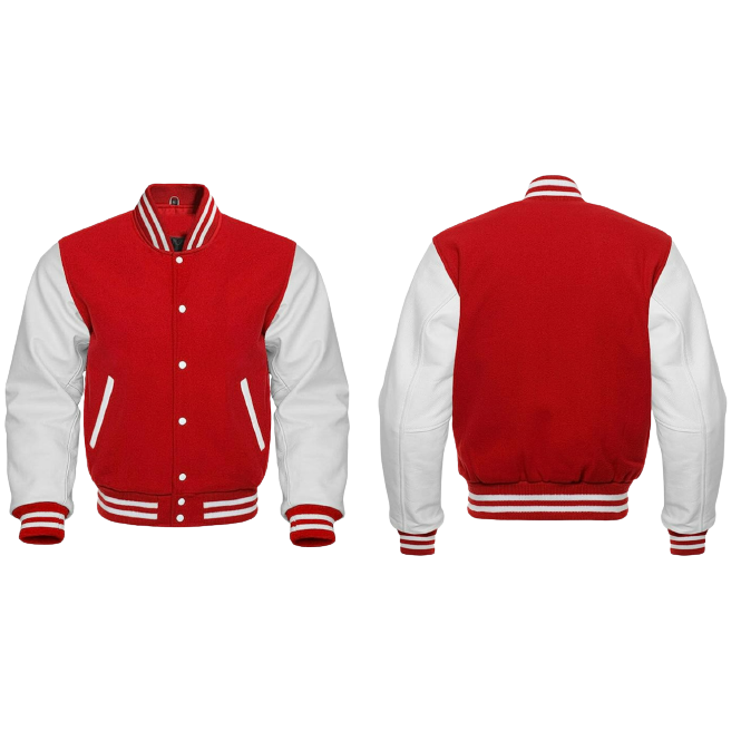 Classic Wool/Leather Varsity Jacket (Red)