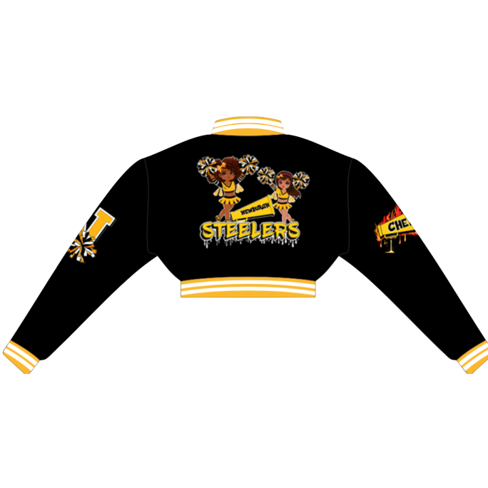 Steeler's Cheerleading Cropped Varsity Jacket (Shiny)