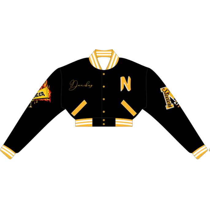 Steeler's Cheerleading Cropped Varsity Jacket (Shiny)